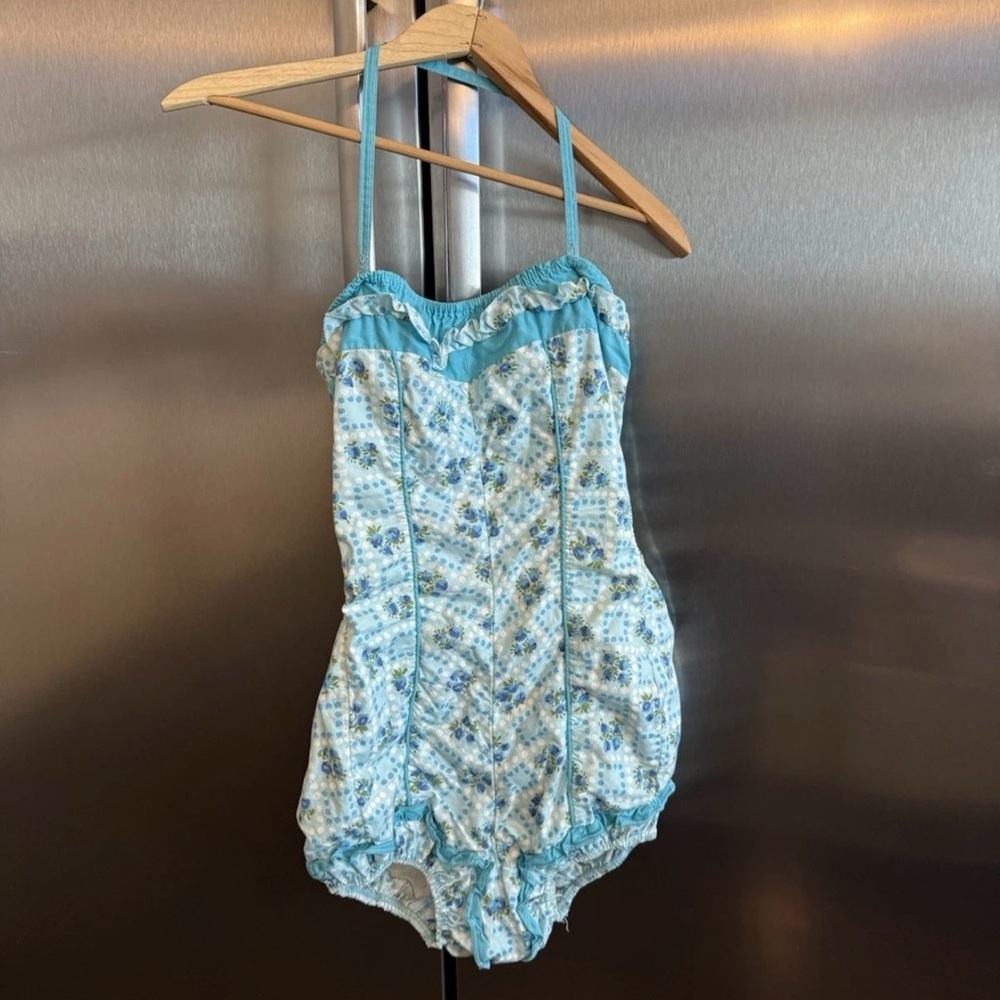 Women’s vintage swimsuit romper summer cotton smocking